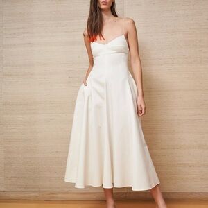 La Ligne Cream Midi Dress with Spaghetti Straps
